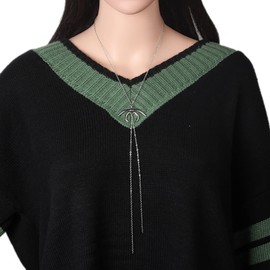 TseenYi Boho Long Tassel Pendant Necklace Sweater Chain Silver Moon Pendant Necklace Long Chain Pullover Necklace Long Fringe Y Necklace Chain Jewellery for Women and Girls