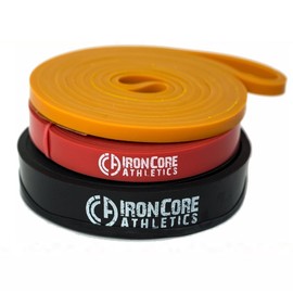 Iron Core Athletics Pull-Up Assistance Bands - Long Loop Orange, Red & Black Resistance Bands 5-65 lbs for Men & Women | Ideal for Strength Training, Yoga, Home & Gym Workouts