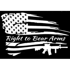 Distressed American Flag Right to Bear Arms Patriotic Vehicle Decal Sticker Decor