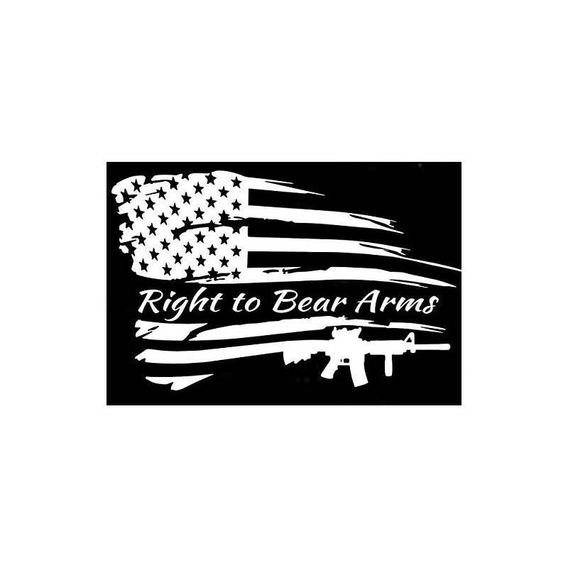 Distressed American Flag Right to Bear Arms Patriotic Vehicle Decal