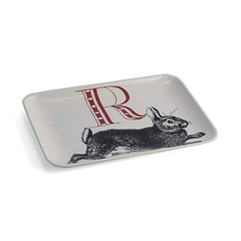 THOMAS PAUL R Rabbit Alphabet Serving tray, 8"x5.5", Ebony
