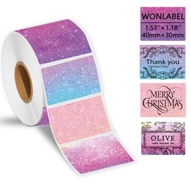 Wonlabel 1.57''×1.18'' Round Thermal Labels, Thermal Sticker Labels for Business and Home, Thermal Printer Labels for DIY Logo Design, Thanks Card, 230 Labels/1Roll, 40mm x 30mm, Stary Purple