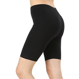 Zenana ZONE12SPORTS Women's Premium Cotton Biker Shorts (Small, Black)