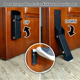 No Drilling Door Stopper Hold Door Open, Self Adhesive Door Stop, Door Stoppers for Bottom of Door, Kickdown Door Stop, Heavy Duty Door Wedge Catch, Easy Installation