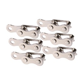 REPAIROCK 6 Pair Single Speed Silver Tone Chain Master Link Joint Clips Connectors Bicycle Missing Link Reusable Speed Chain for Bike MTB Repair Parts Auto Replacement Parts