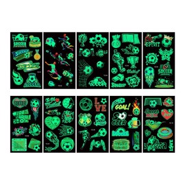 WeddHuis Luminous Tattoos Children's Football, 10 Sheets Tattoo Children's Football Gifts Boys Children's Tattoos Football Toy School Cone Filling School Child Gift School Boy