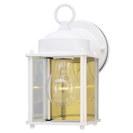 Westinghouse Lighting, White 6697100 One-Light Exterior Wall Lantern, Finish on Steel with Clear Glass Panels
