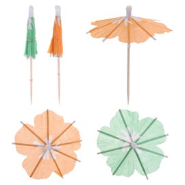 MECCANIXITY 50 Pcs Petal Drink Umbrellas Cocktail,3.9 Inch Cocktail Picks Toothpicks Colorful Mini Paper Umbrellas for Drinks Cupcake Beach Party Decorations