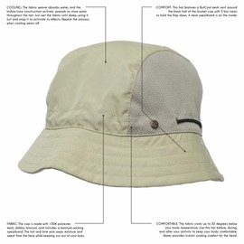 BUILTCOOL Adult Mesh Panel Bucket Cap – Boonie Hat for Fishing, Camping, and Kayaking - Medium/Large, Khaki