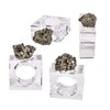 AMOYSTONE 4Ppcs Square Glass Napkin Rings Crystal Napkin Holder Decorative