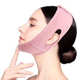 JWTRSVTY V Gesichtsmasken, Wiederverwendbare V-Linienmaske, V Shape Face Shaping Face Mask, Gesichts Abnahme Band, für Doppelkinn und schlaffe Gesichtshaut (Pink)