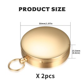 2 Pcs Pocket Compass for Navigation Compass, Waterproof Metal Luminous Compasses for Outdoor Camping Hiking Sports(Gold)