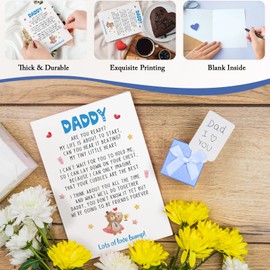 Qiliji Lovely Father's Day Card from Bump, Poem Father's Day Card for Daddy To Be, Expecting Dad Birthday Cards, Cute Bear First Time Dad Cards Gifts for Husband, New Daddy Gifts