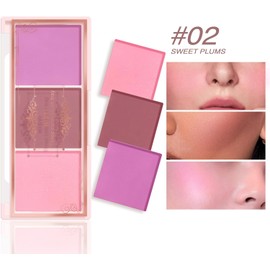 Paleta de Rubores Mate – 3 Tonos en Polvo, Tonos Coral, Rosa Construibles, Acabado Suave en Polvo Sin Brocha, Mini Set de Viaje para Mejillas y Contorno (#02)