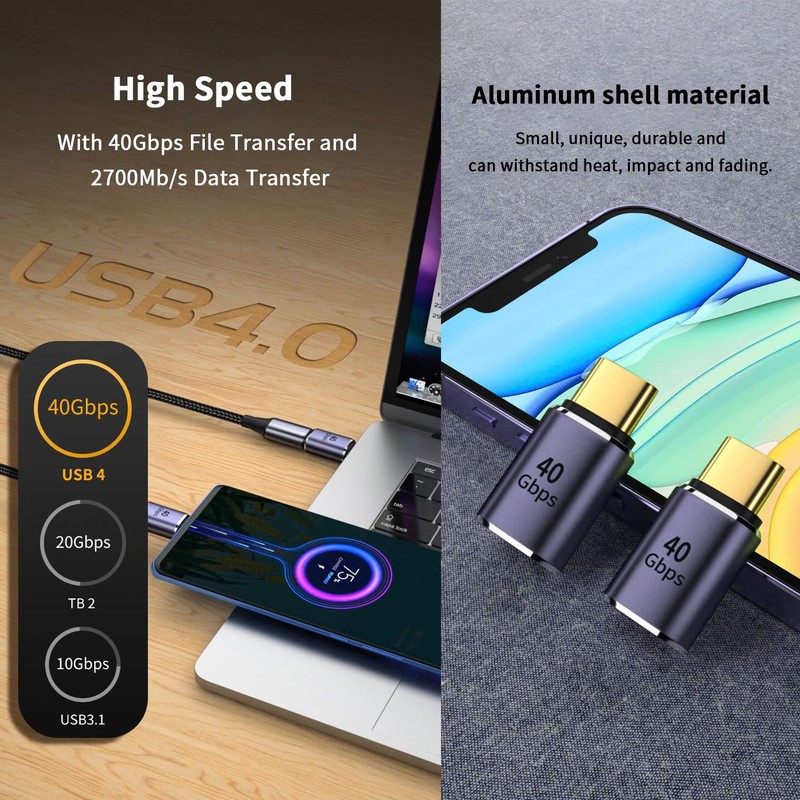 Poyiccot USB Type C Extension Adapter, 40Gbps Type C Extension