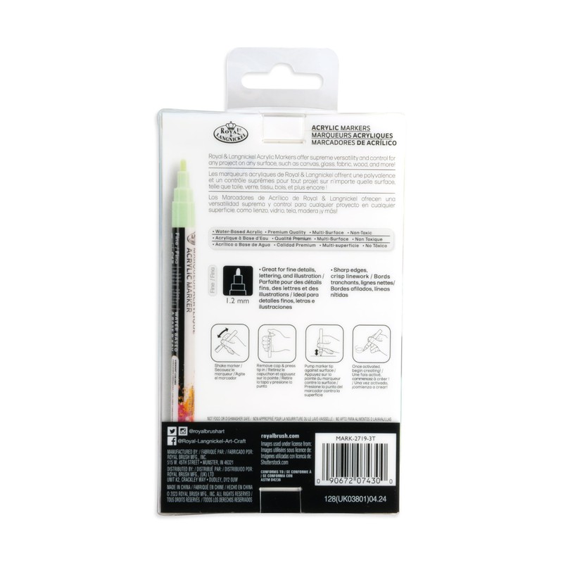 Royal & Langnickel 6pc ARTIST ACRYLIC PAINT MARKERS 1.2MM NEON