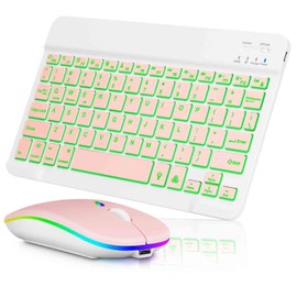 UX030 Lightweight Keyboard and Mouse with Background RGB Light, Multi Device Slim Rechargeable Keyboard Bluetooth 5.1 and 2.4GHz Stable Connection Keyboard Compatible with Asus ROG Phone 6D