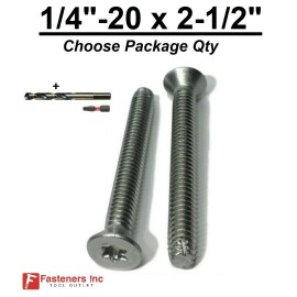 Fasteners Inc. 1/4-20 x 2-1/2" Stainless Steel Trailer Flooring Floorboard Screw Torx w/ Bits - 25