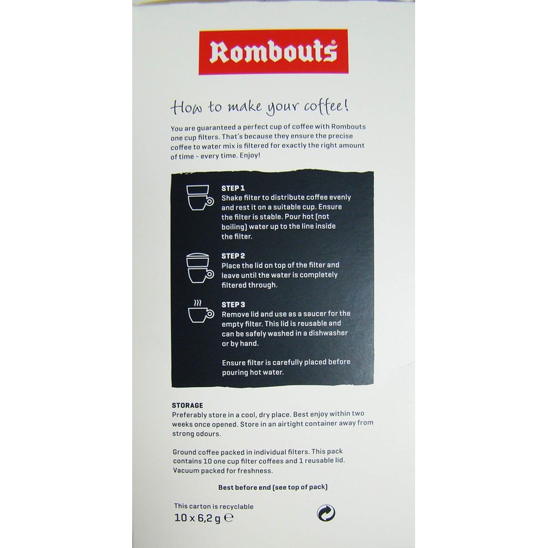 Rombouts Coffee Italian One Cup Filters 62 g