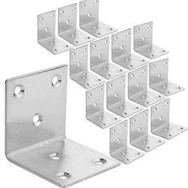ASelected 22Pcs Stainless Steel Corner Brackets 2"x2"x2" Heavy Duty L Brackets for Wood 50MM 2Inch Wide Metal Corner Braces 90 Degree L Shape Joint Right Angle Brackets for Shelves Wooden Frame Bed