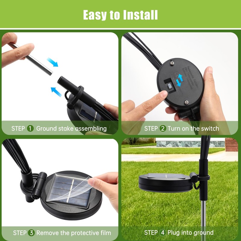 Flumy Solar Lights Outdoor Waterproof 2 Pack, Upgraded Outdoor Firefly
