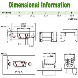 DAOKAI IDC Crimp Connector 2.54 mm DB9 Male + DB9 Female D-sub 9 Pins Male + FC 10 Pin Pitch IDC Female Plug with 3 m 10P Flat Cable - Set of 6