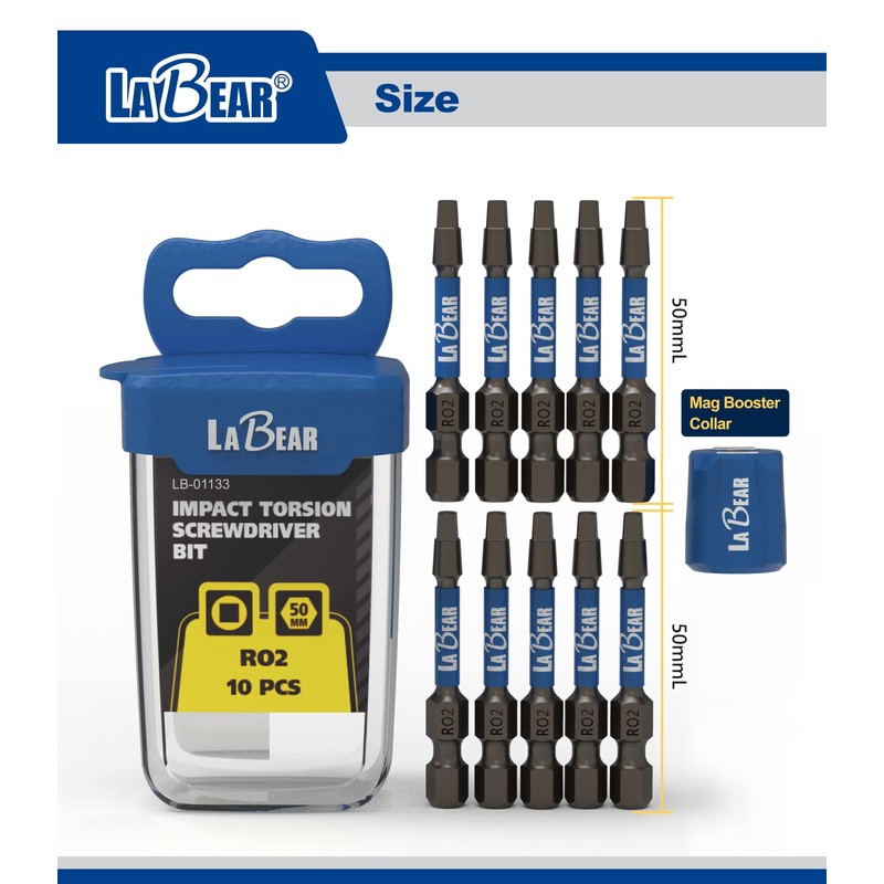 LaBear - 10piece Robertson square Impact high torque Screwdriver Bit