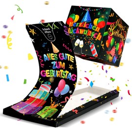 DPKOW Birthday Card, Birthday Explosion Box with Confetti, Happy Birthday Greeting Cards, Funny Surprise Box, Birthday Gift Boy Girl Woman Man Birthday Card Money Gift