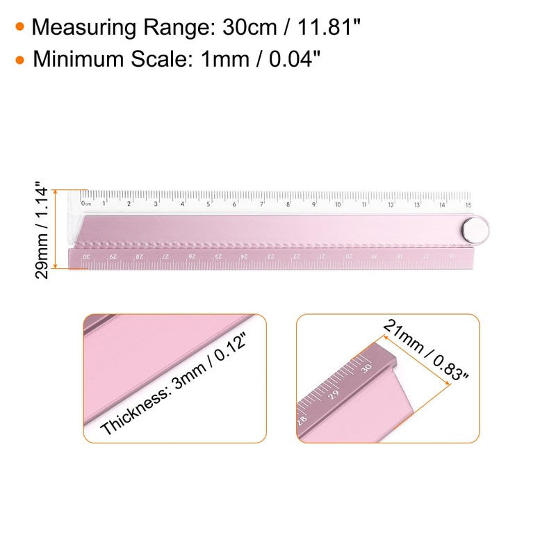 sourcing map 2pcs Folding Straight Ruler 30cm Metric Aluminum Alloy