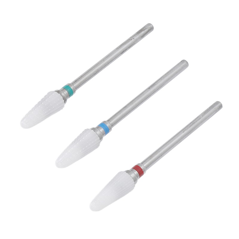 3pcs Ceramic Nail Drill Bit Set Gel Removal Nail Polishing
