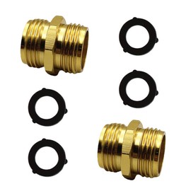 2 Pcs 3/4 Inch Garden Hose Adapter Double Male Quick Connector with 4 Pcs Washers Double Male Connector Adapter Garden Hose Quick Connector for Connect Female Hose End to Female Hose End