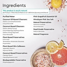Puracy Natural Body Wash Refill, Sulfate-Free Shower Gel and Daily Cleanser, Citrus and Sea Salt, 64 Ounce Pouch