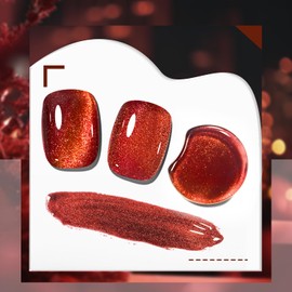 JODSONE 10ml Red Gel Nail Polish Cat Eye Glitter Red Gel Polish with Magnet Soak Off U V Lamp Deep Red Gel Nail Polish Nail Art Manicure Salon DIY Home