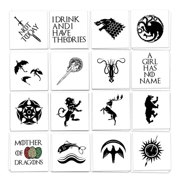 Game of Thrones Temporary Tattoos (16-pack) | Skin Safe | MADE IN THE USA| Removable