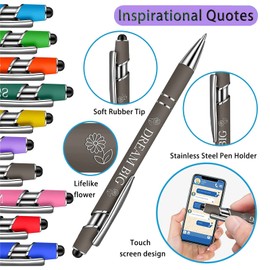 10PCS Funny Office Pens Set, Retractable Ballpoint Pens, Colorful Motivational Quotes Pens, Inspirational Black Ink Pens for Students Coworkers Colleague