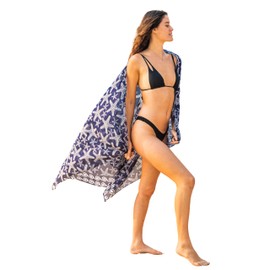 West Indies 100% Pure Soft Cotton Women’s Sarong Pareo Swimsuit Cover up (Seastar Navy)