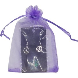 Peace Sign Earrings Gift Sterling Silver 925 Hooks for Girls, Women and Festivals