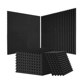 VEVOR Acoustic Foam Panels, 52 Pack 12 x 12 x 1 inches, High Density Soundproof Wall Panels,Fire-Resistant Acoustic Panels,Sound Dampening Absorbing Panels for Studio Wall and Ceiling,Black