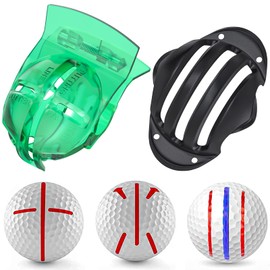 Uniclife 2 Pieces Golf Ball Liner Template for Putt Linear Alignment Kit with Spring Clamp and Tri-Line Stencils Golf Line Drawing Marking Tools with Cross Arrow and Tri-Line Patterns
