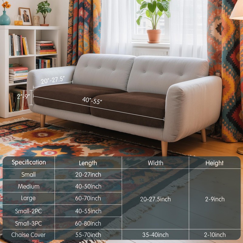 Hokway 2 Piece Individual Couch Cushion Slipcovers Stretch Reversible Cushion