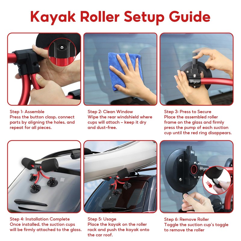 Kayak Load Assist Mount, 3 Suction Cups Kayak Roller Loader,