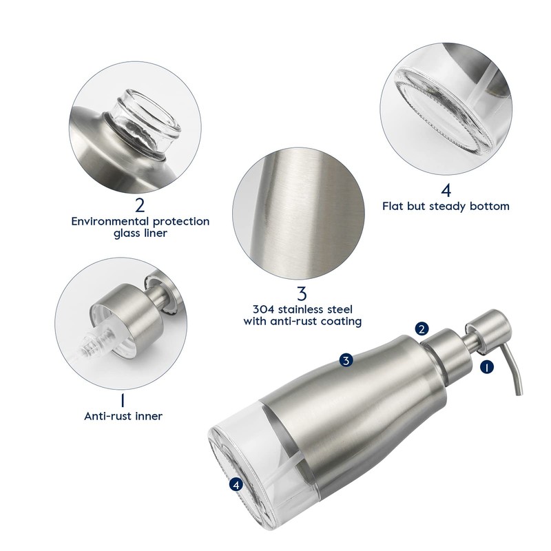 Gaussra 2 Pack Soap Dispenser with Coaster and Stickers, Stainless