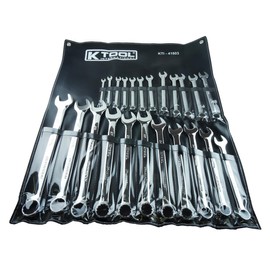 K Tool International 41803 Metric Combination Wrench Set for Garages, Repair Shops, and DIY, Chrome Plated, 12-point, Laser Engraved, Corrosion/Rust Resistant, 8-32mm Wrenches, 23-slot Sleeve