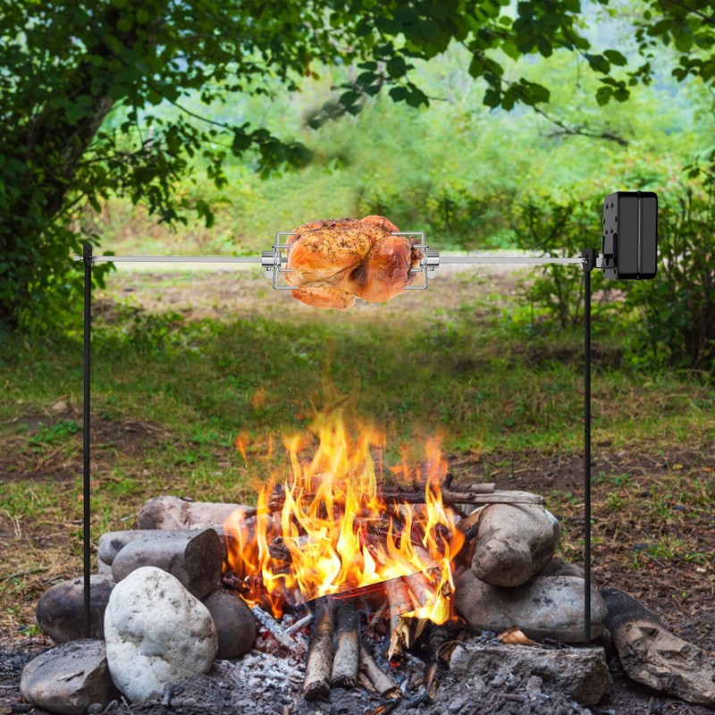 onlyfire Spit Rotisserie for Outdoor Campfire Grilling, Over Fire Camp