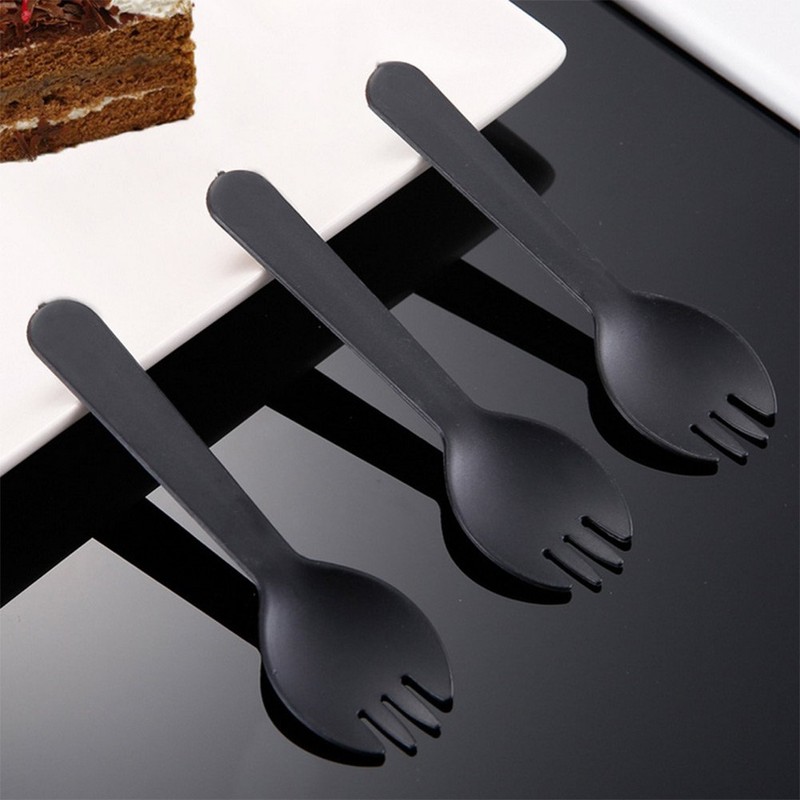 Daycount 100 Pieces Disposable Plastic Spork, Plastic Fork Spoon, Thick
