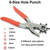 9" Leather Hole Punch Hand Pliers Belt Holes 6 Sized