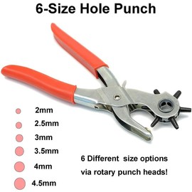 9" Leather Hole Punch Hand Pliers Belt Holes 6 Sized Puncher Heavy Duty Tool New