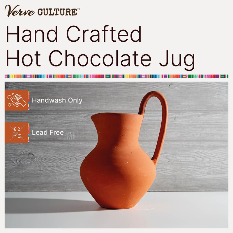 Handcrafted Mexican Hot Chocolate Jug by Verve CULTURE, Clay Chocolatera,