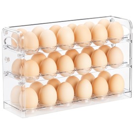 Tobeelec Clear Egg Holder for 36 Eggs, Egg Storage for Refrigerator, PET Egg Container for Kitchen Countertop, Egg Dispenser, Egg Tray