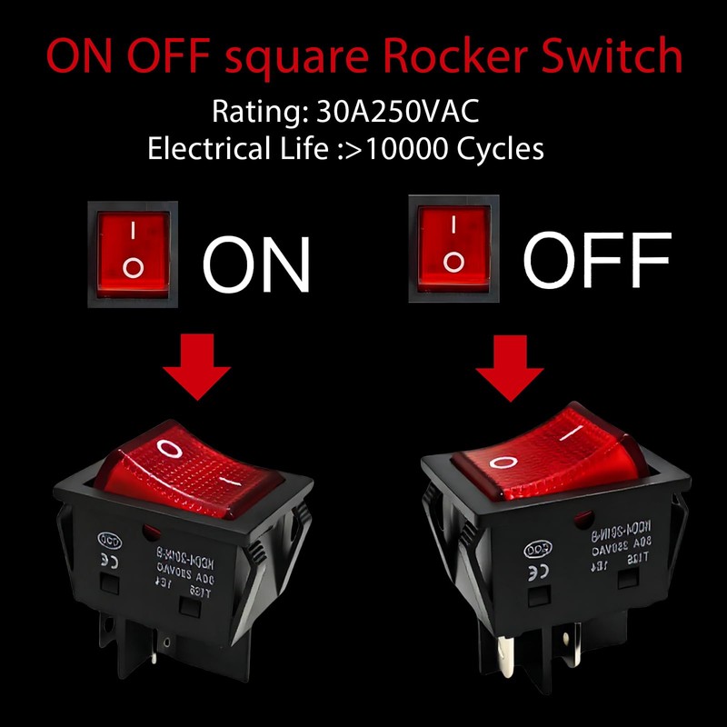 30A 250V AC DPST 4 Pin Boat Toggle Switch, 4Pack